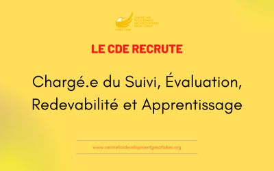 Le CDE recrute :  Chargé.e du Suivi, Évaluation, Redevabilité et Apprentissage